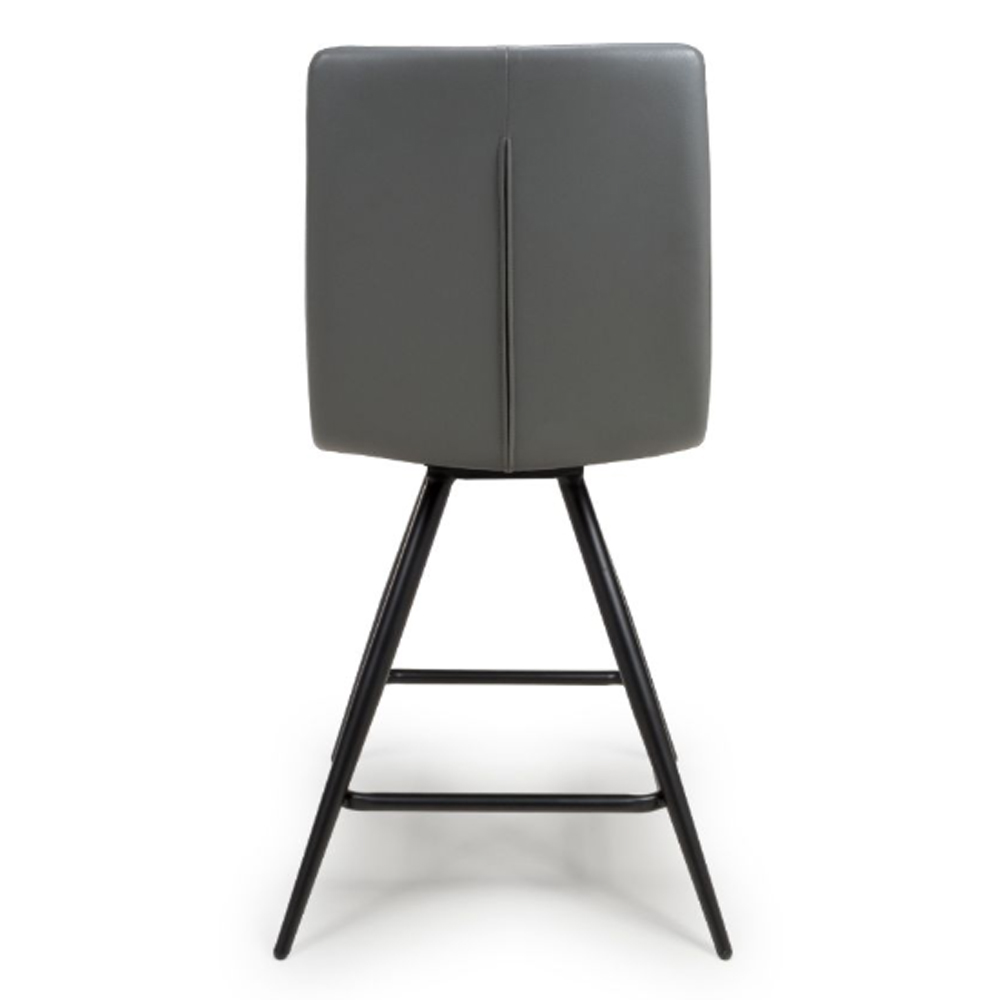 Norton Grey Leather Counter Bar Chairs With Metal Legs In Pair
