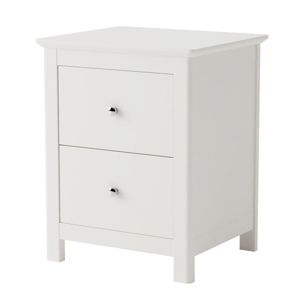 Norton Large Wooden Bedside Cabinet With 2 Drawers - White