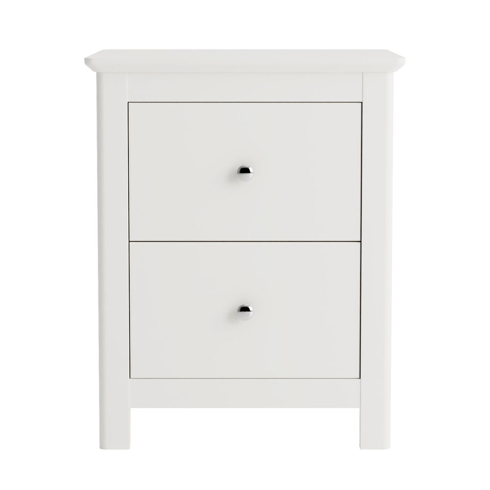 Norton Large Wooden Bedside Cabinet With 2 Drawers - White