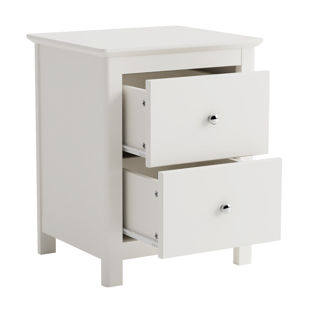 Norton Large Wooden Bedside Cabinet With 2 Drawers - White