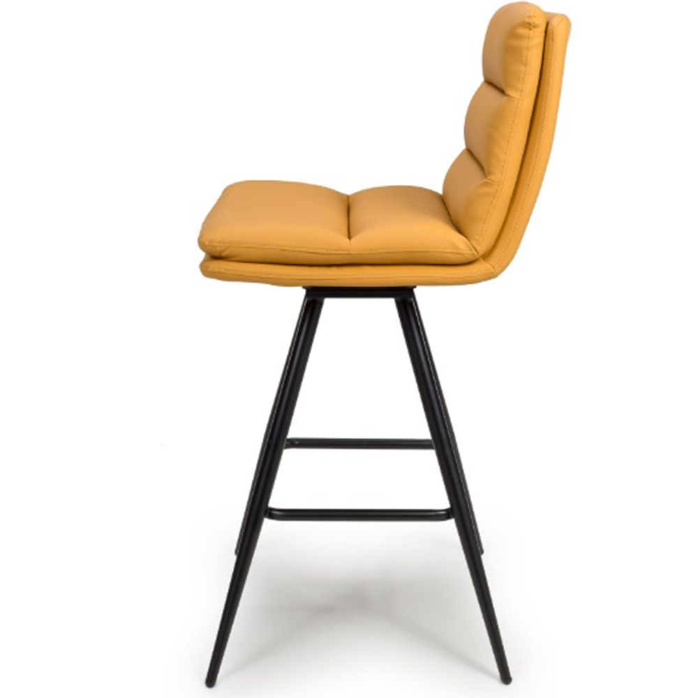 Norton Ochre Leather Bar Chairs With Metal Legs In Pair