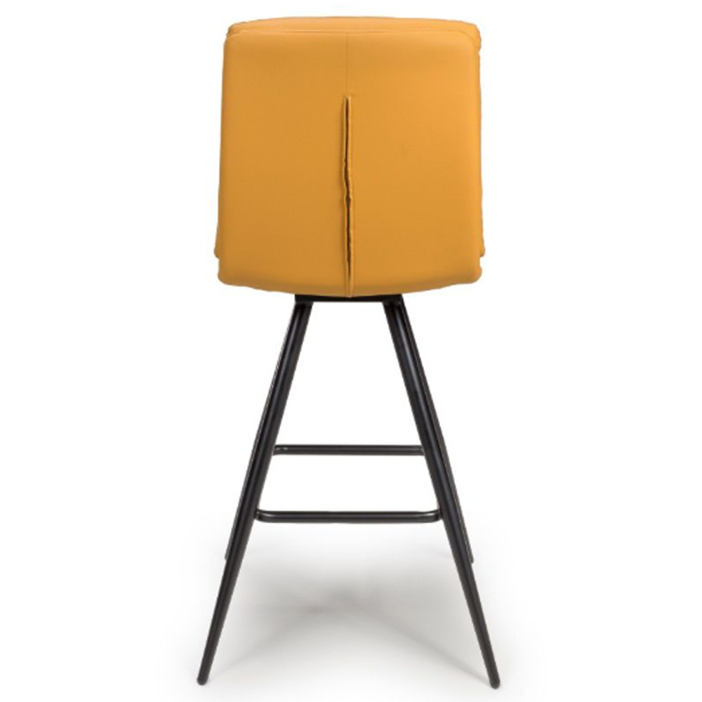 Norton Ochre Leather Bar Chairs With Metal Legs In Pair