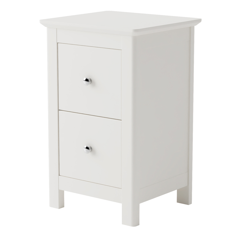Norton Small Wooden Bedside Cabinet With 2 Drawers - White