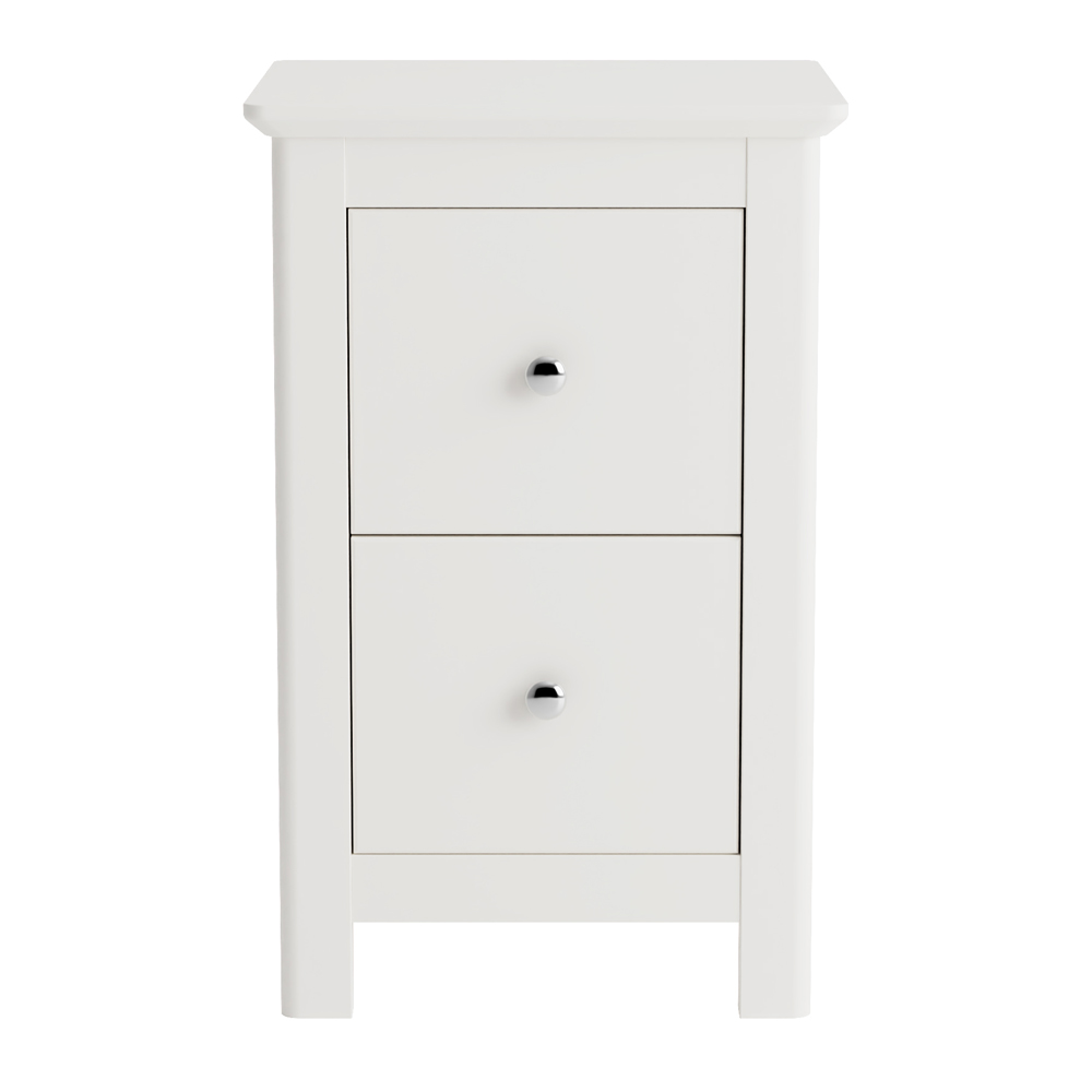 Norton Small Wooden Bedside Cabinet With 2 Drawers - White