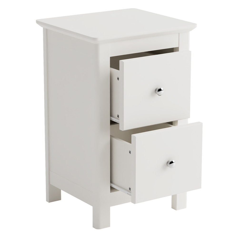 Norton Small Wooden Bedside Cabinet With 2 Drawers - White