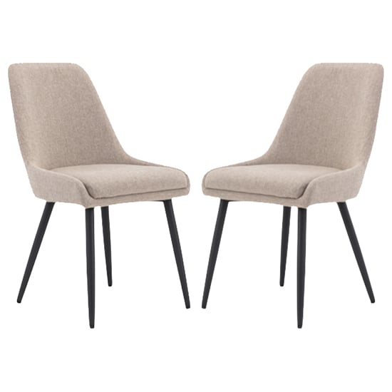 Norton Steel Grey Fabric Dining Chairs With Metal Frame In Pair