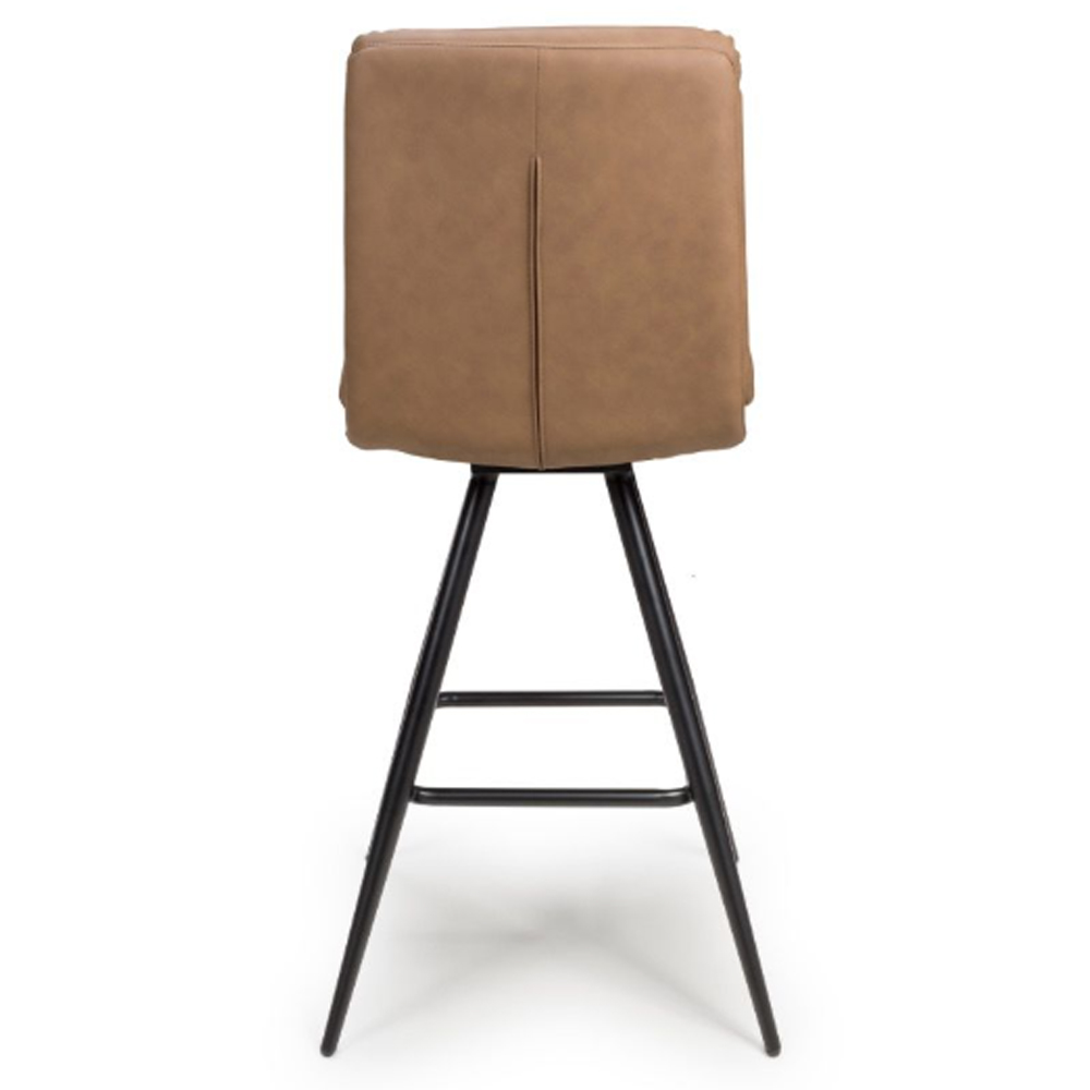 Norton Tan Leather Bar Chairs With Metal Legs In Pair