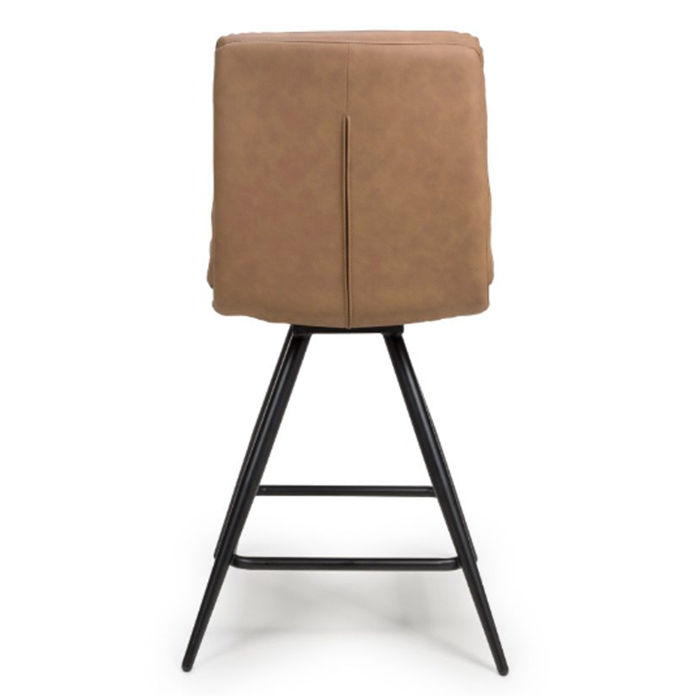 Norton Tan Leather Counter Bar Chairs With Metal Legs In Pair