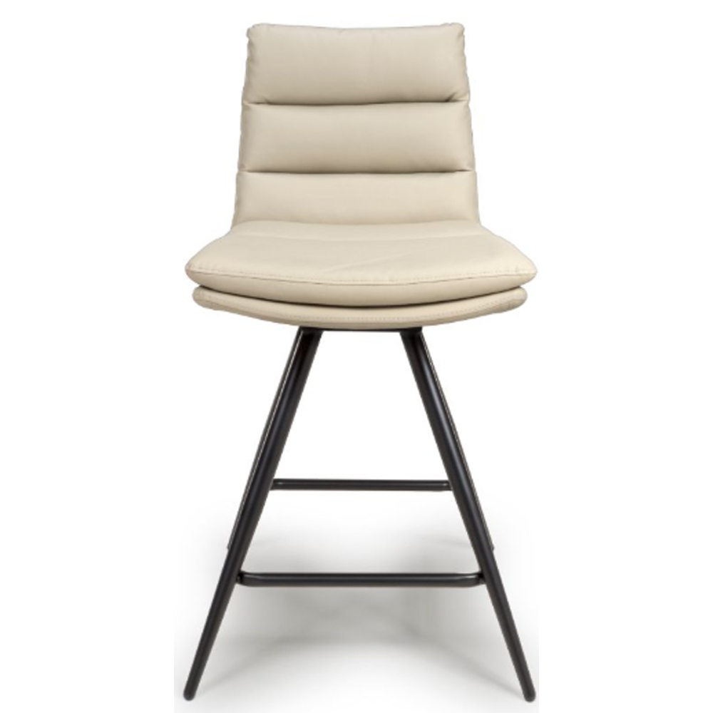 Norton Taupe Leather Bar Chairs With Metal Legs In Pair