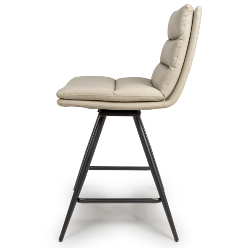 Norton Taupe Leather Bar Chairs With Metal Legs In Pair