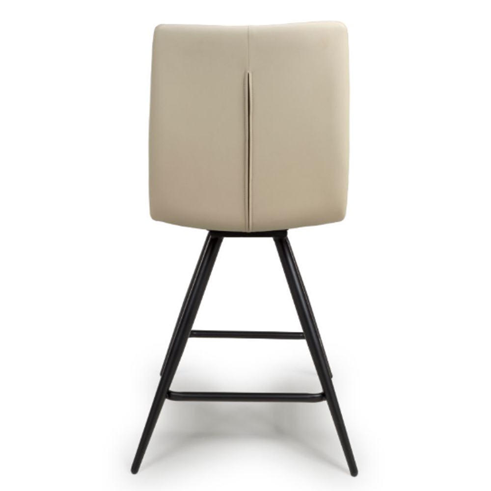 Norton Taupe Leather Bar Chairs With Metal Legs In Pair