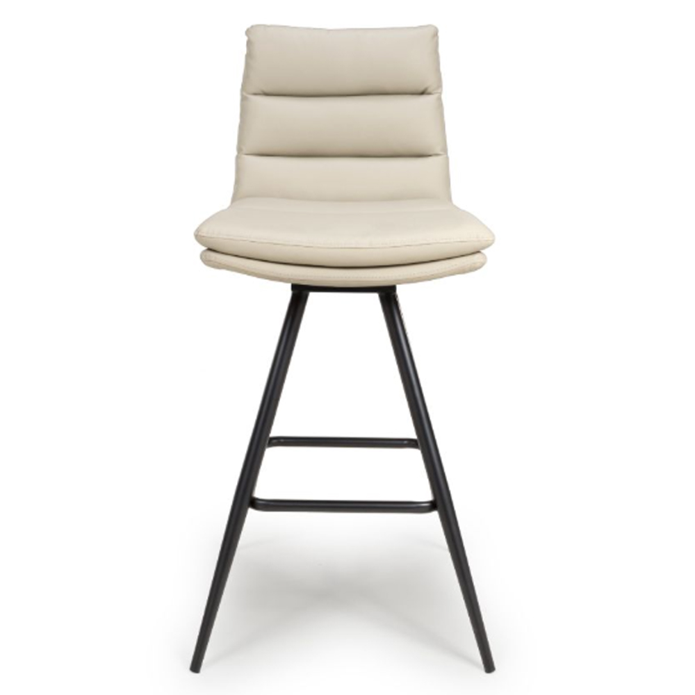 Norton Taupe PVC Fabric Counter Bar Chairs With Metal Legs In Pair
