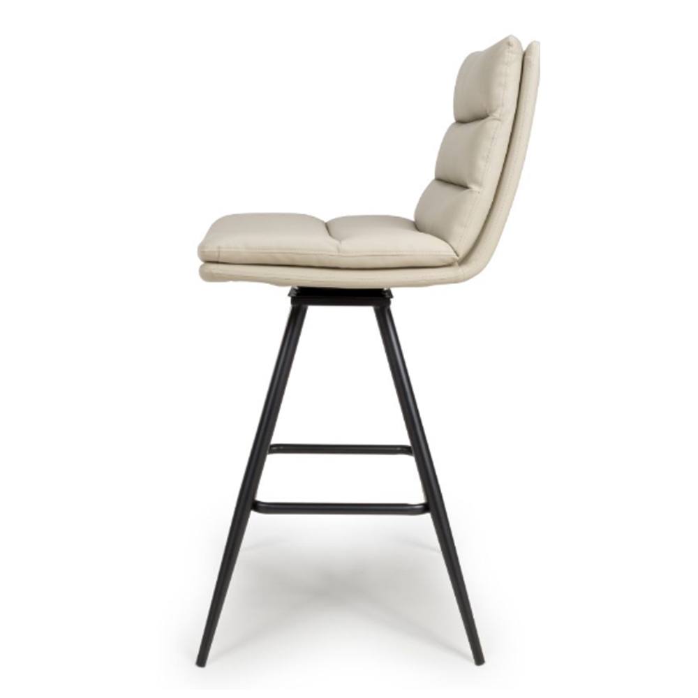 Norton Taupe PVC Fabric Counter Bar Chairs With Metal Legs In Pair
