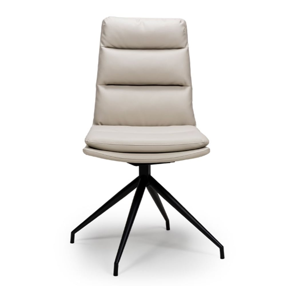 Norton Taupe PVC Fabric Dining Chairs With Metal Legs In Pair