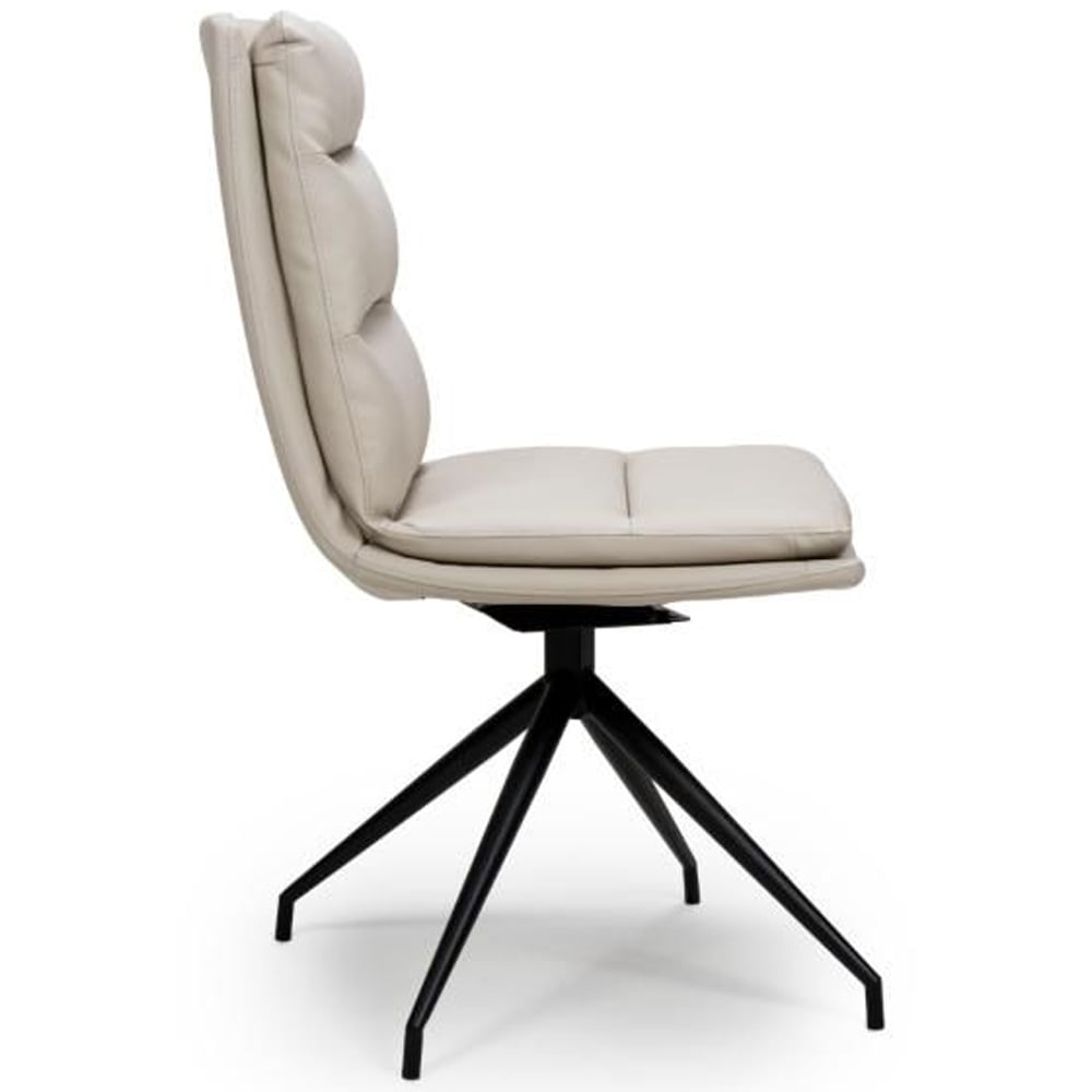 Norton Taupe PVC Fabric Dining Chairs With Metal Legs In Pair