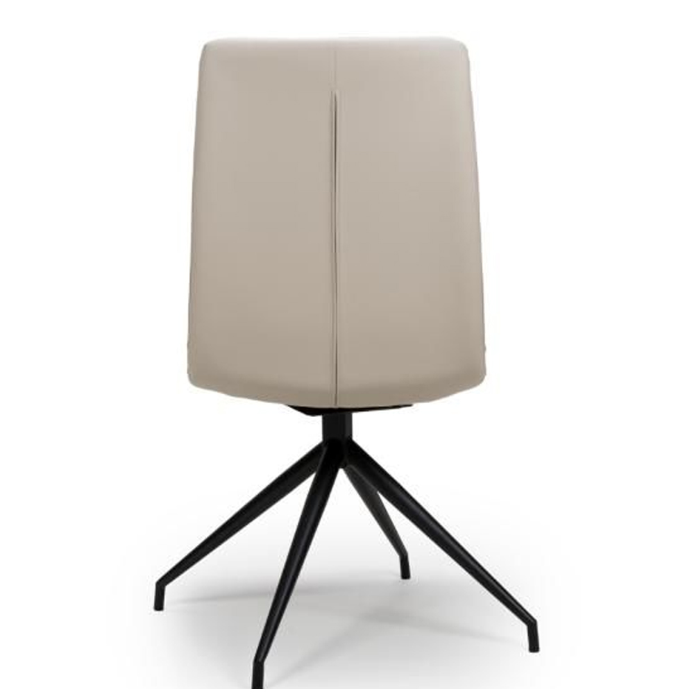 Norton Taupe PVC Fabric Dining Chairs With Metal Legs In Pair
