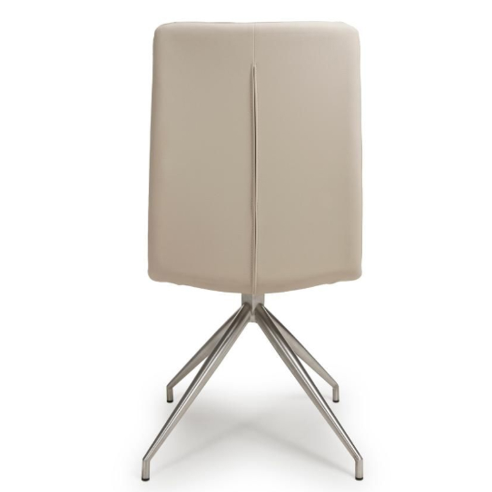 Norton Taupe PVC Fabric Dining Chairs With Steel Legs In Pair