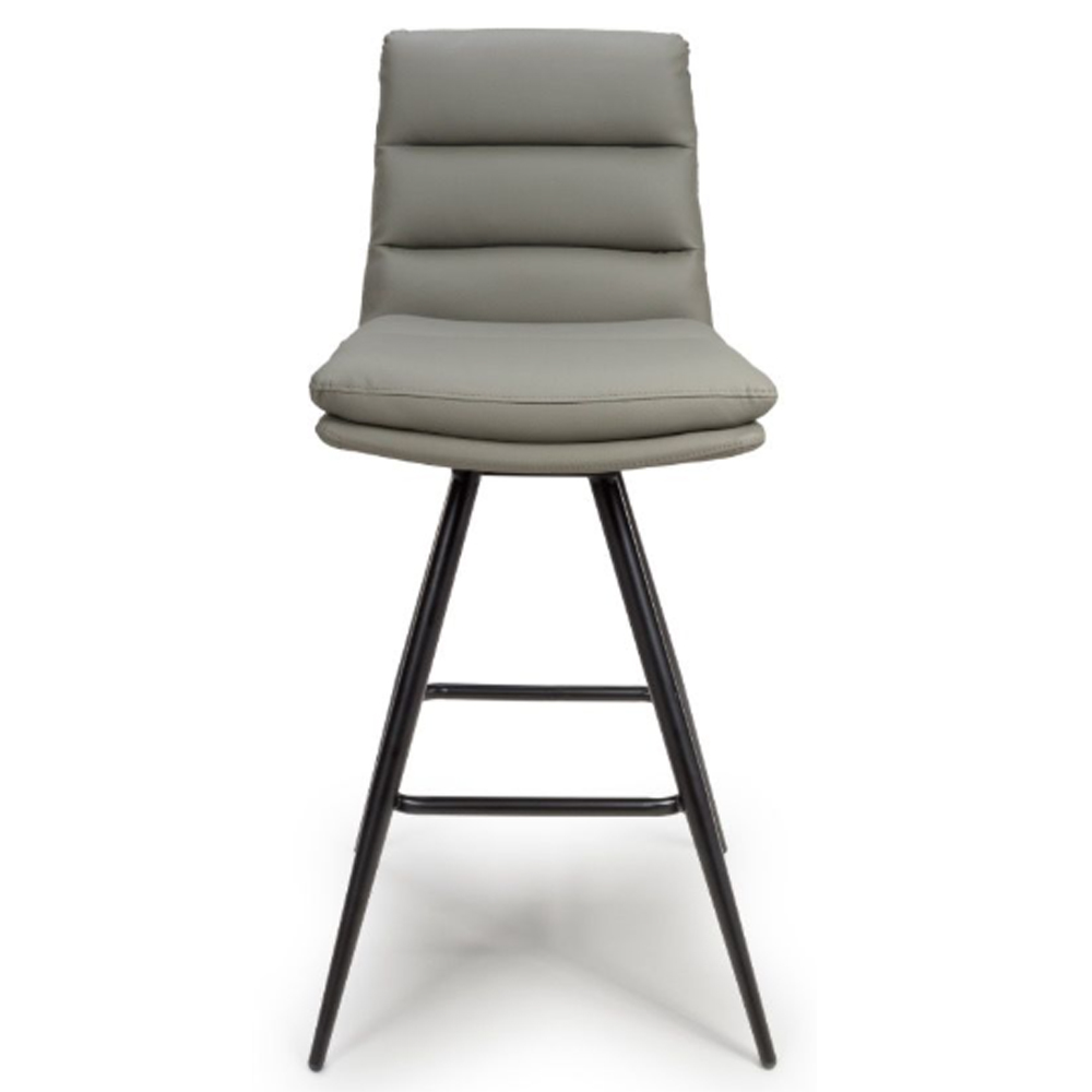 Norton Truffle PVC Fabric Bar Chairs With Metal Legs In Pair