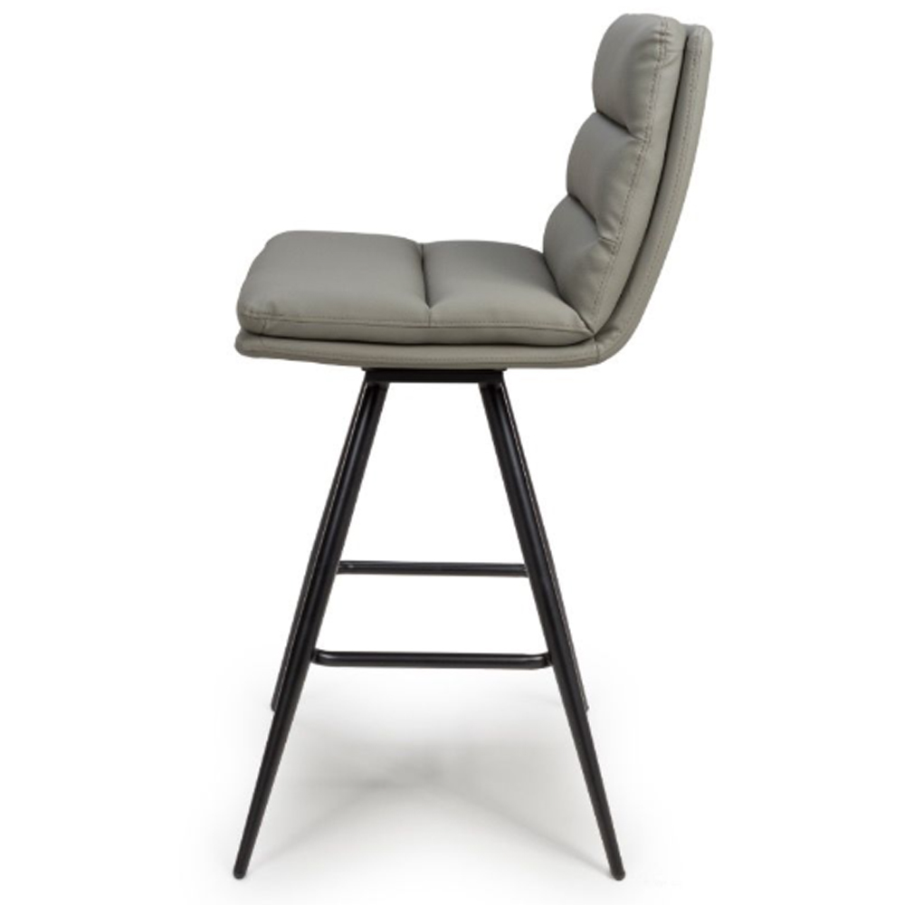 Norton Truffle PVC Fabric Bar Chairs With Metal Legs In Pair