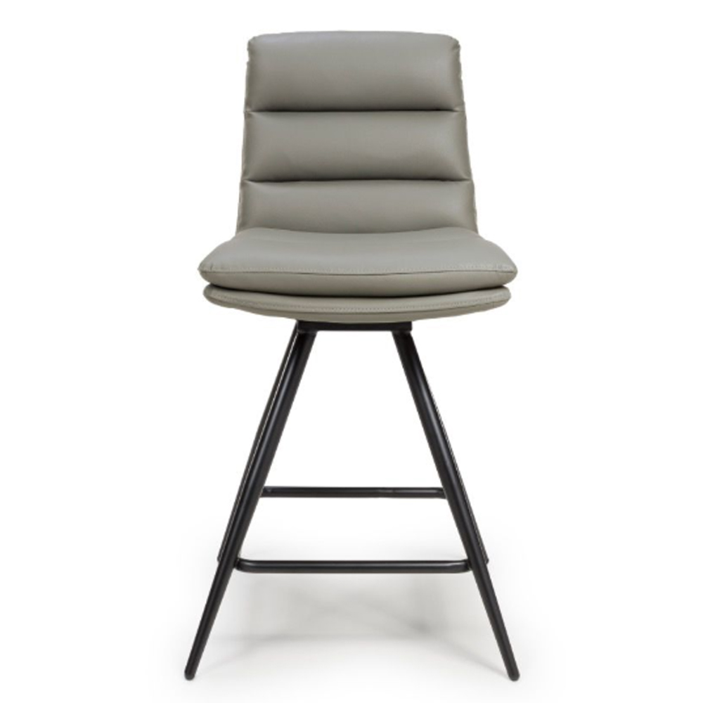Norton Truffle PVC Fabric Counter Bar Chairs With Metal Legs In Pair