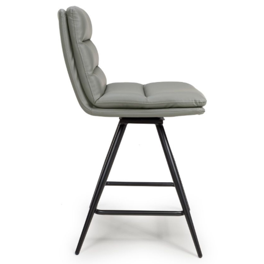 Norton Truffle PVC Fabric Counter Bar Chairs With Metal Legs In Pair