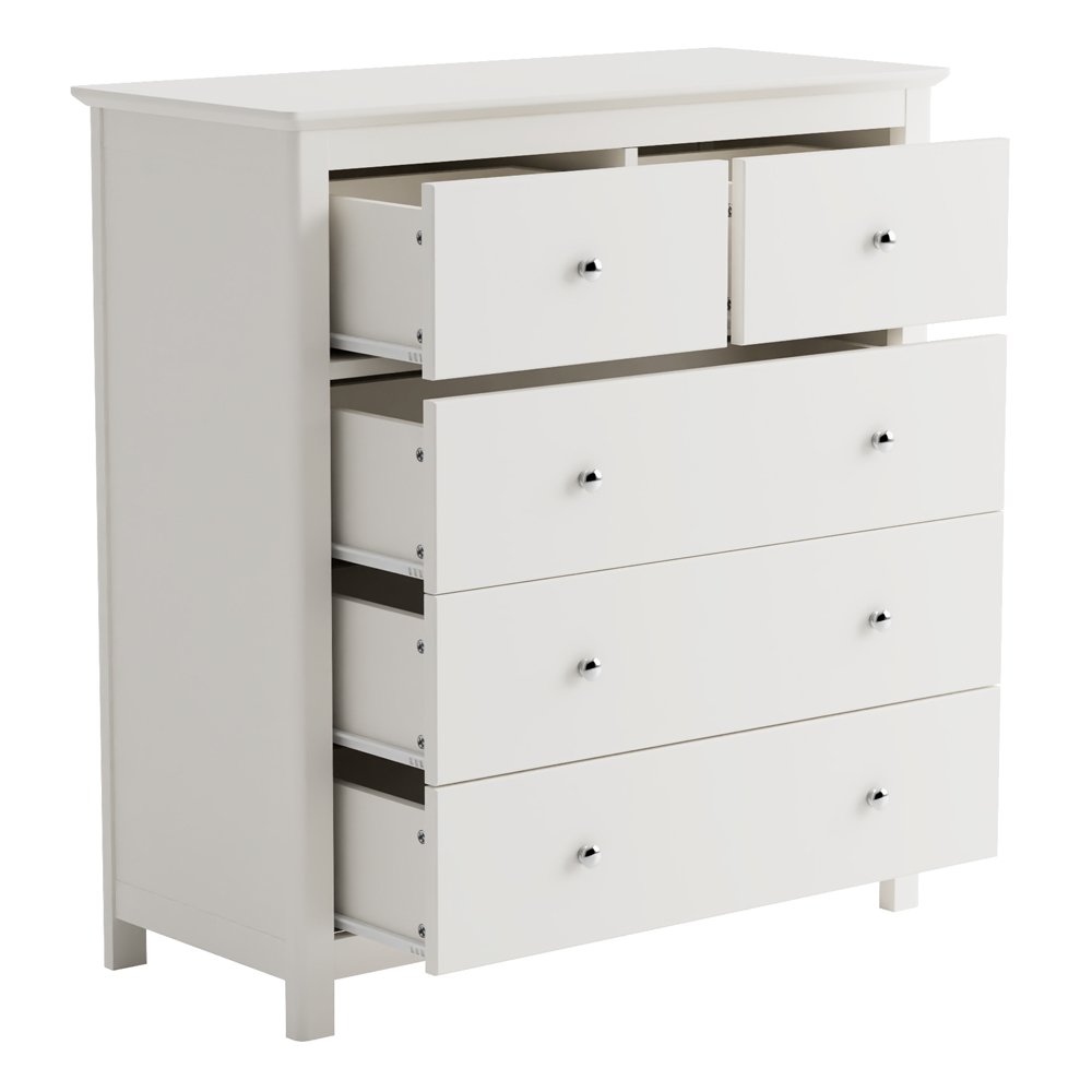 Norton Wooden Chest Of 5 Drawers - White