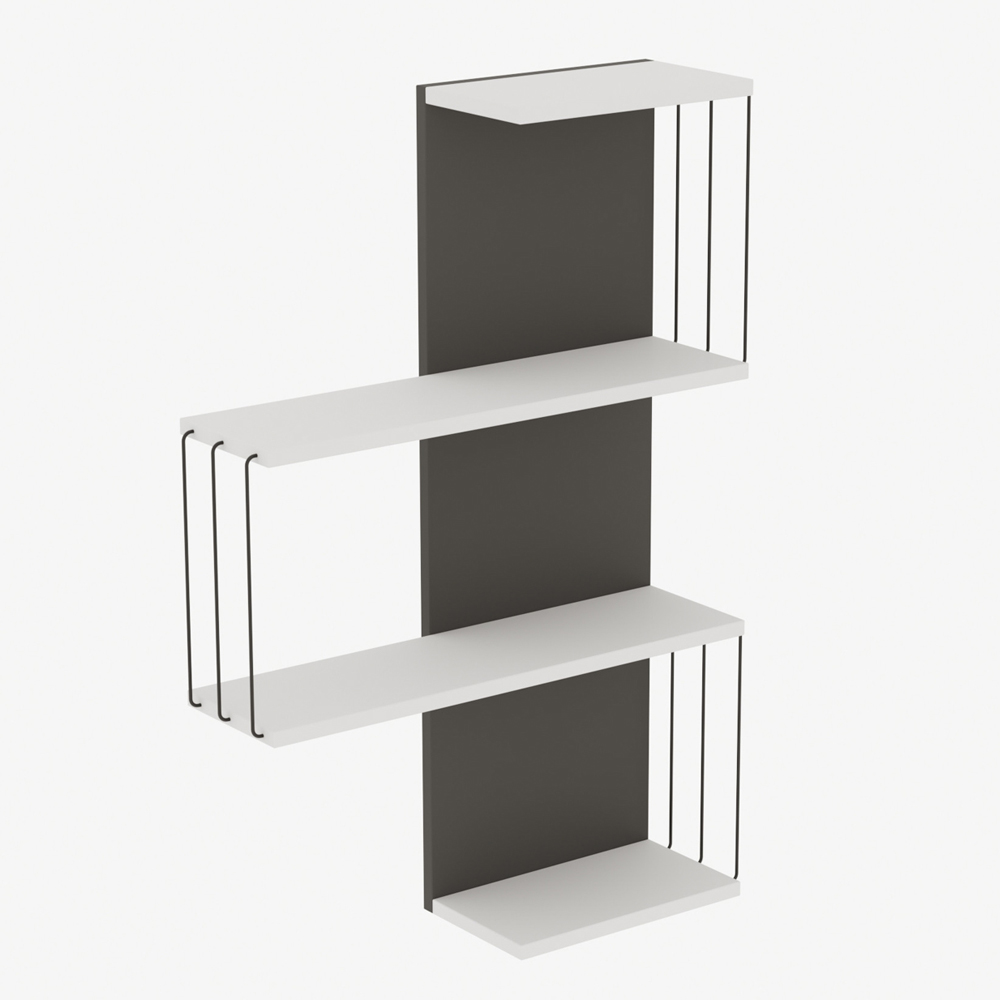 Norvani Wooden Wall Hung Shelving Unit With 4 Shelves In White And Anthracite