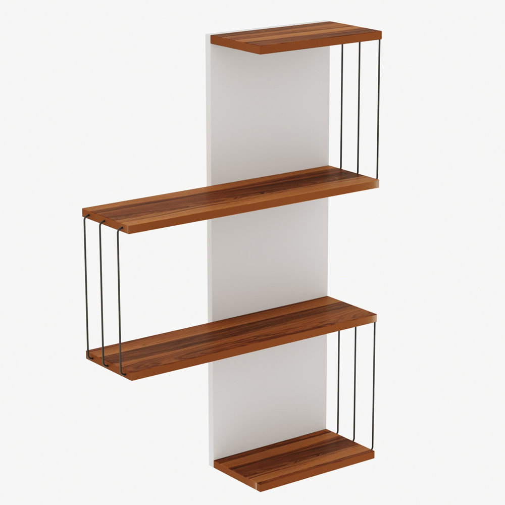Norvani Wooden Wall Hung Shelving Unit With 4 Shelves In White And Pine