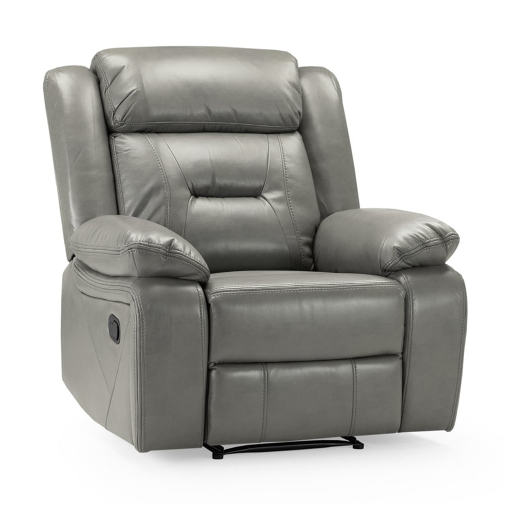 Norwich Faux Leather Recliner 1 Seater Sofa In Grey