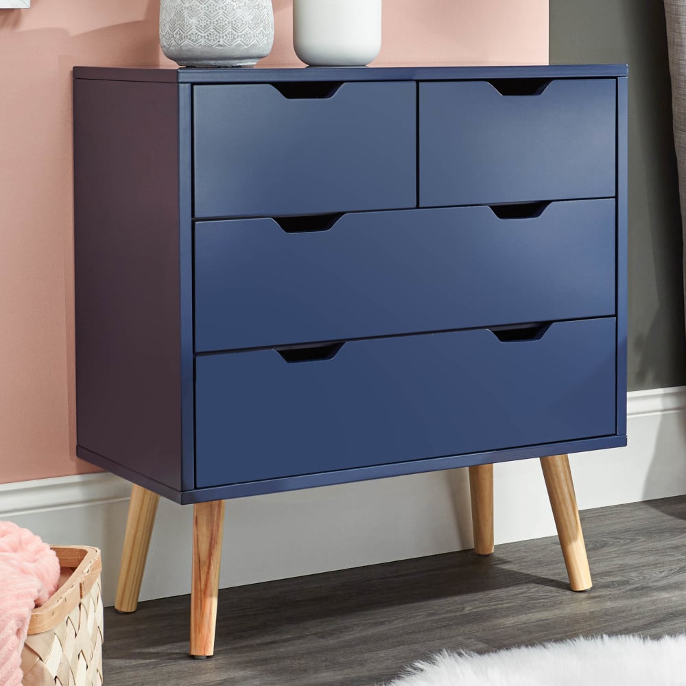 Niceville Wooden Chest Of 4 Drawers In Blue