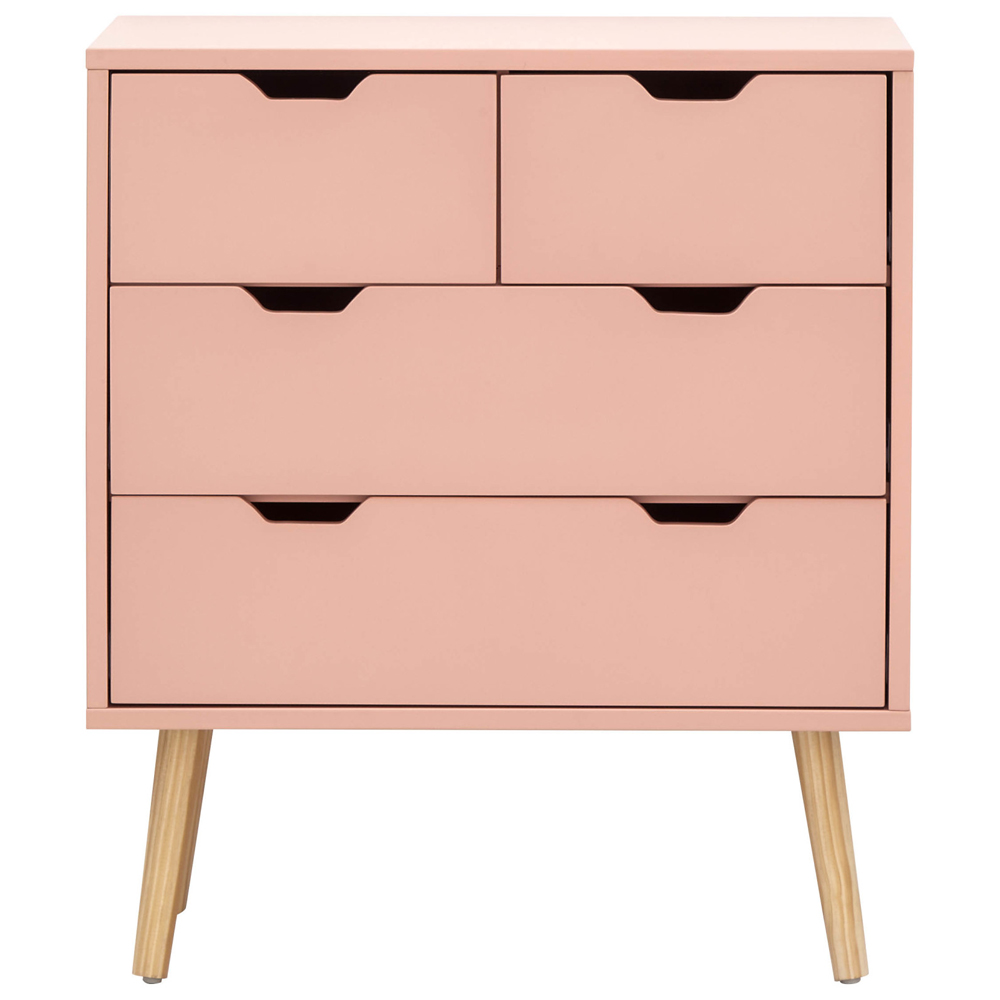 Norwich Wooden Chest Of 4 Drawers In Coral Pink
