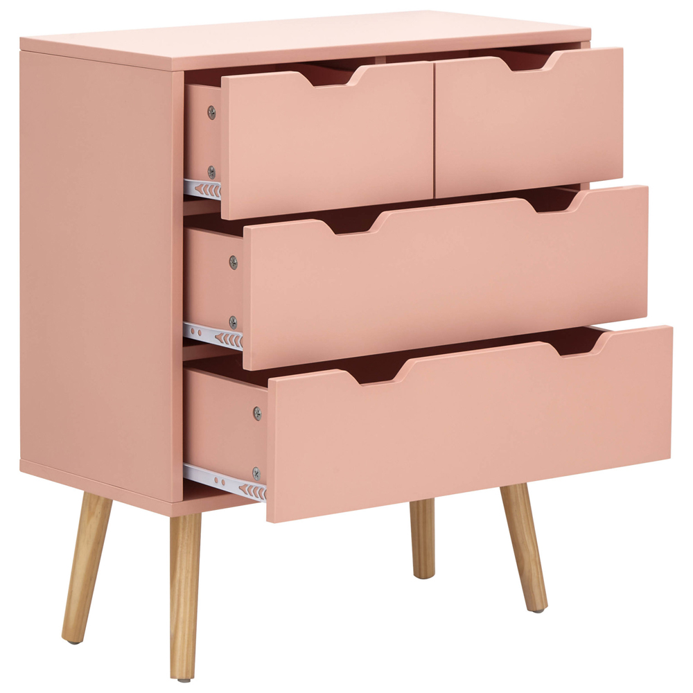 Norwich Wooden Chest Of 4 Drawers In Coral Pink