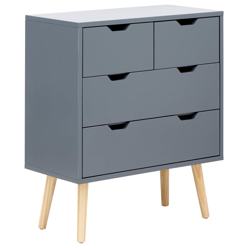 Niceville Wooden Chest Of 4 Drawers In Dark Grey