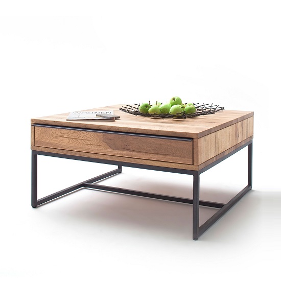 Norwich Wooden Coffee Table Square In Wild Oak With 1 Drawer Wooden Coffee Table Square In Wild Oak