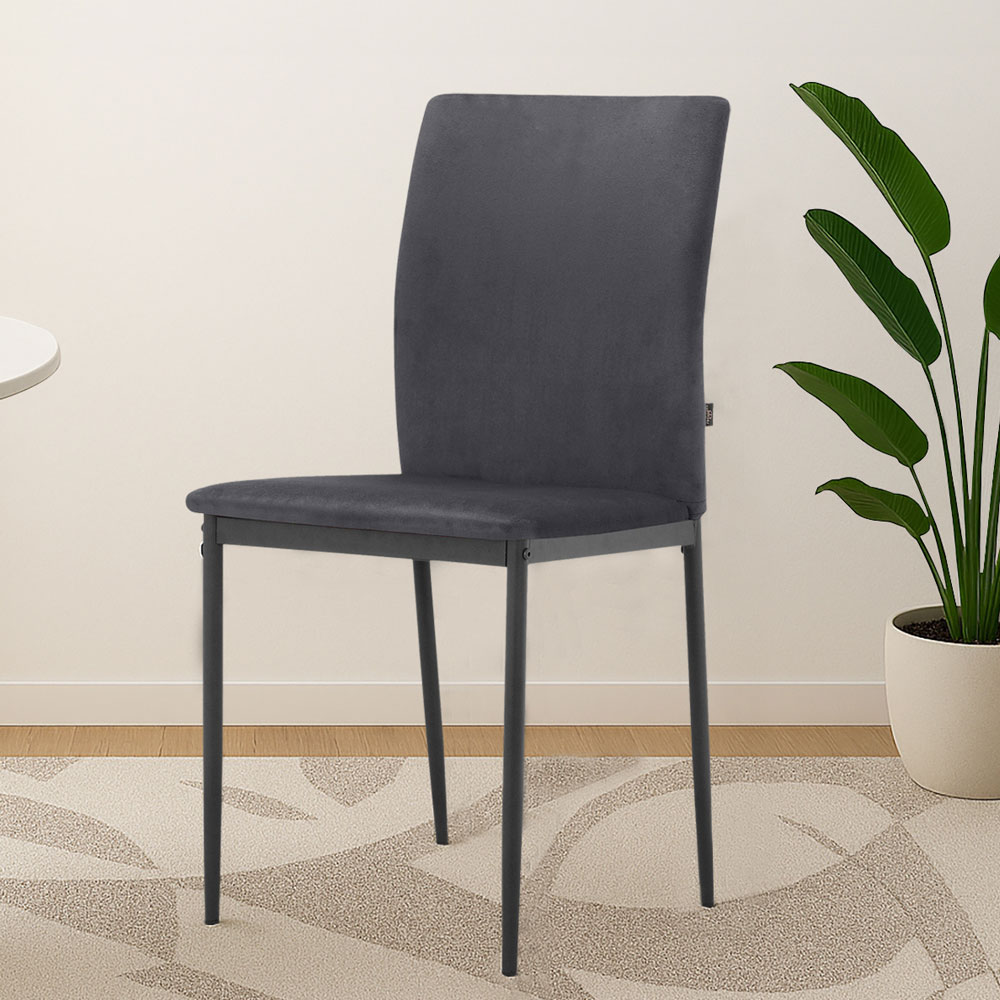 Norzen Anthracite Velvet Dining Chairs in Pair