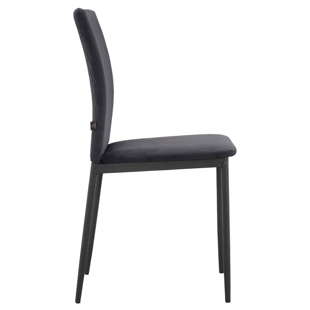 Norzen Anthracite Velvet Dining Chairs in Pair