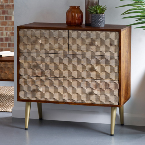 Product photograph of Nosid Wooden Chest Of Drawers In Dark Walnut With 4 Drawers from Furniture in Fashion