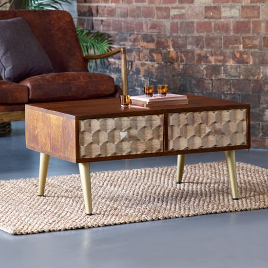 Read more about Nosid wooden coffee table in dark walnut with 2 drawers