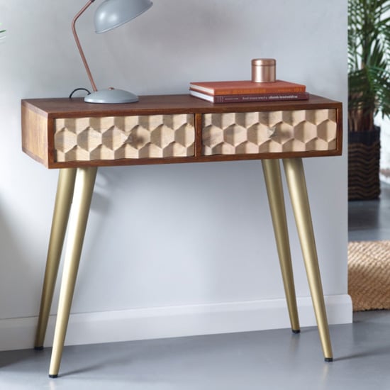 Product photograph of Nosid Wooden Console Table In Dark Walnut With 2 Drawers from Furniture in Fashion