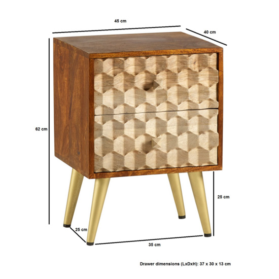 Nosid Wooden Side Table In Dark Walnut With 2 Drawers