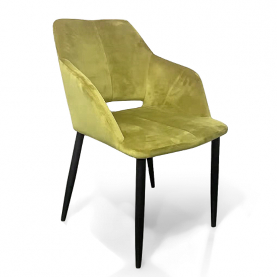 Nossa Lime Gold Brushed Velvet Dining Chairs In Pair_2