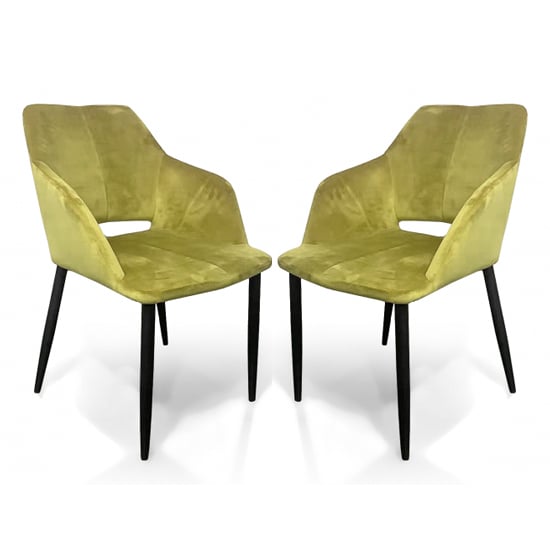 Nossa Lime Gold Brushed Velvet Dining Chairs In Pair_1