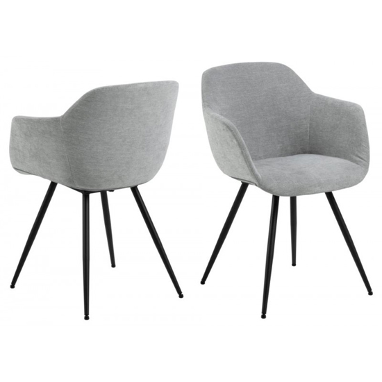 Read more about Notre grey fabric dining chairs with armrest in pair