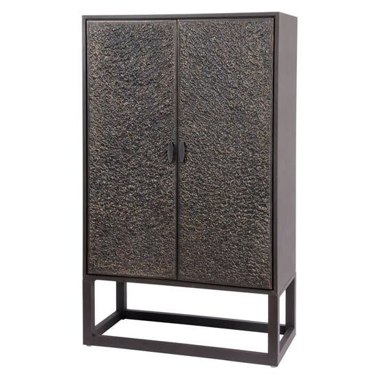 Read more about Notting wooden bar cabinet with 2 doors in textured brown