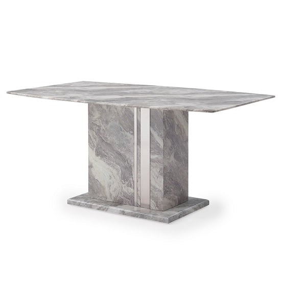 Product photograph of Nouvaro Dining Table In Grey Paper Marble Top With Wooden Base from Furniture in Fashion