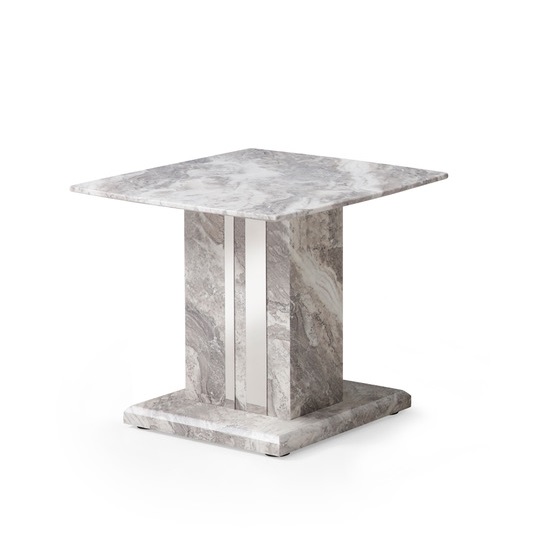 Photo of Nouvaro end table in grey paper marble top with wooden base