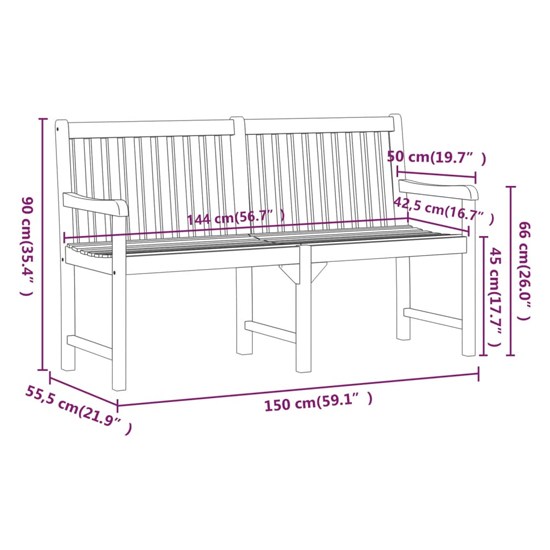 Nova 150cm Wooden Garden Seating Bench In Natural