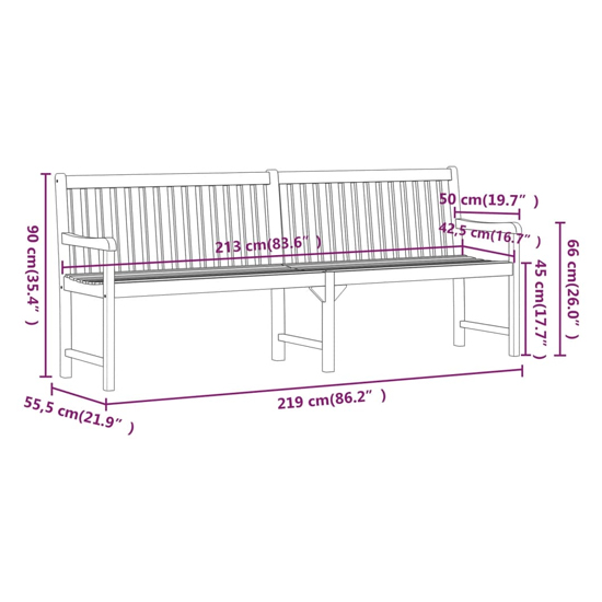 Nova 219cm Wooden Garden Seating Bench In Natural