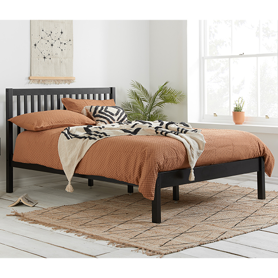 Product photograph of Nova Pine Wood Double Bed In Black from Furniture in Fashion