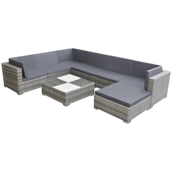 Product photograph of Nova Rattan 8 Piece Garden Lounge Set With Cushions In Grey from Furniture in Fashion